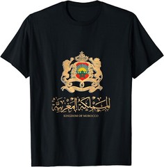 Golden Emblem of Kingdom Of Morocco with Morocco Flag Sign Gift Unisex T-Shirt