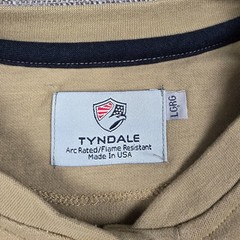 Tyndale FR Shirt Mens L Henley Beige Flame Resistant Workwear USA CAT 2 Pocket