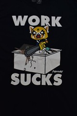 Aggretsuko Mens Work Sucks Funny Black Shirt New L, 2XL, 3XL