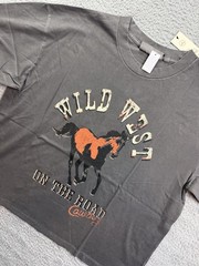 No Boundaries Shirt Mens Medium Wild West Cowboy Horse Graphic T-Shirt Tee Boxy