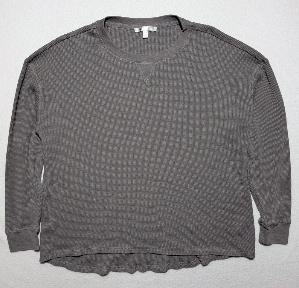 Seven7 Men’s Waffle Knit Thermal Crewneck XL Charcoal Gray Cotton Blend