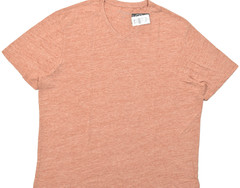 Lucky Brand Men’s T Shirt V Neck Short Sleeve Orange Linen Blend Size 3XLT NEW