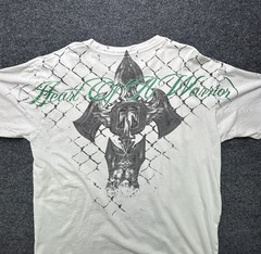 Y2K Tapout white tee with green skull and crossbones graphic Men’s L