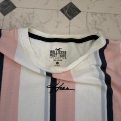 Hollister Must-Have Collection Men’s XL Vertical Stripe T-Shirt Pink White Navy