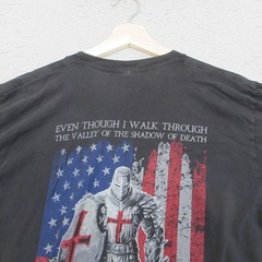 Warrior XII American Flag I Fear No Evil T Shirt Mens Large Black Knight Templar