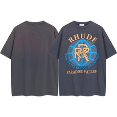 46Style RHUDE High Quality 100% Cotton Short Sleeve Men Women Polo T-Shirt S-2XL