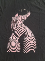 Bella+Canvas Mens Graphic T-Shirt Sz XL Black Stripe Abstract Female Figure Crew