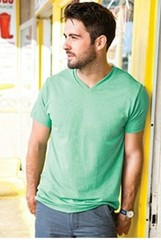 AAA ALSTYLE 5300 MENS PLAIN T SHIRT CASUAL SHORT SLEEVE HEATHER GREEN V NECK XL