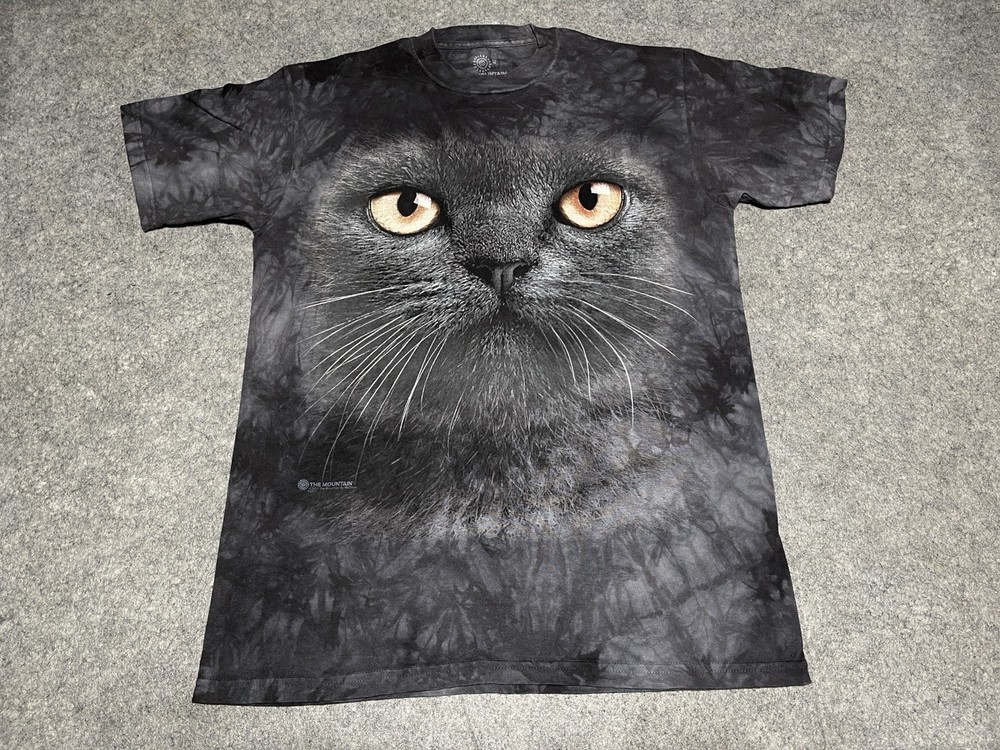 The Mountain 2013 Gato Cat Eye Black White Shirt Medium Tie Dye Effect whiskers