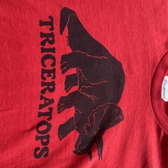 Vintage Steadman T Shirt Triceratops 1982 80s Xs Small Red Thin Baby Tee