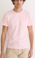 J. CREW L Garment Dyed Slub Cotton PINK mens Pocket T-SHIRT LARGE J1785 Preppy