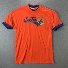 Vintage Sea Trek Royal Caribbean Tshirt Puffy Words Neon Orange One Size Fit All
