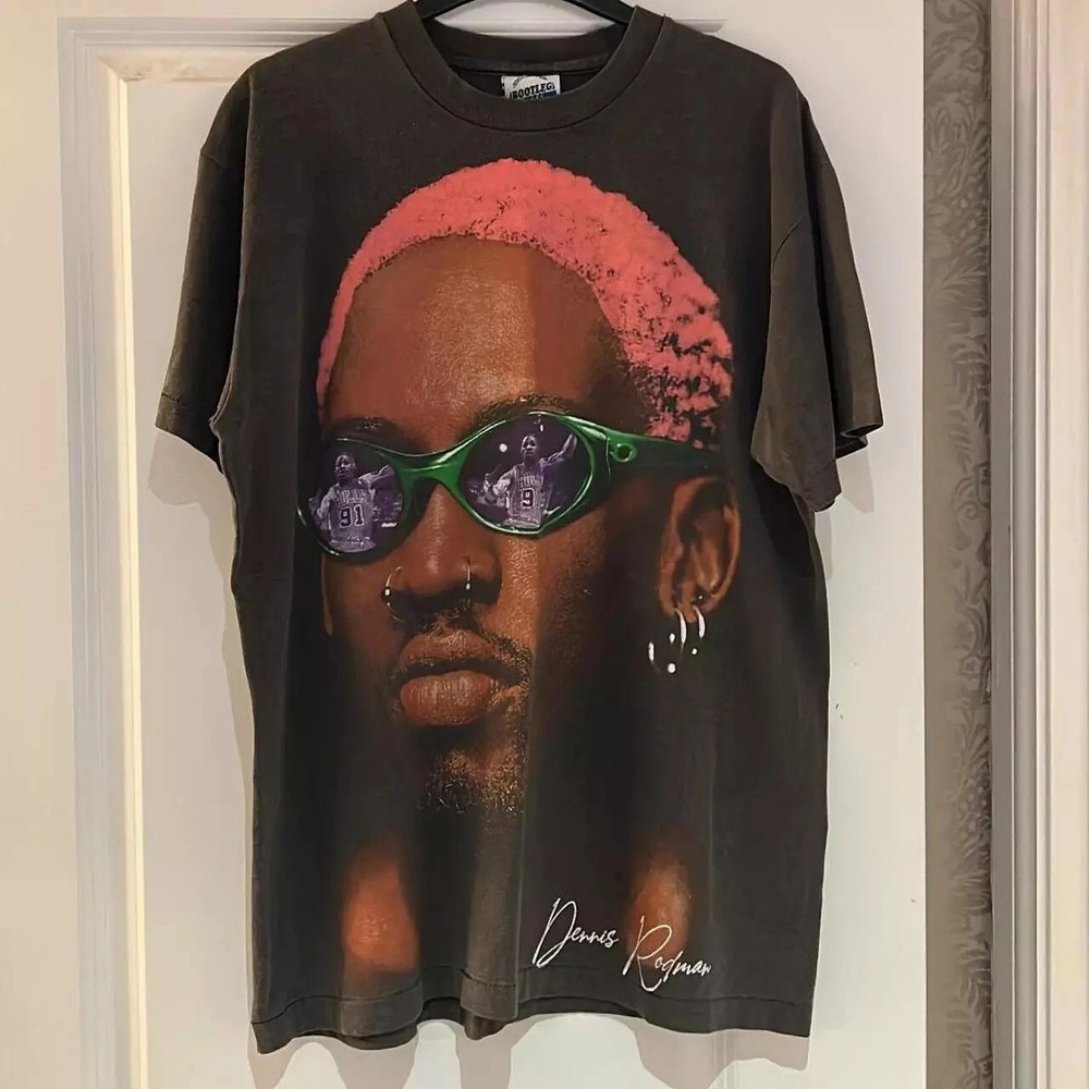 Remake Dennis Rodman Big Face Graphic Classic Black Tshirt All Size S-5XL
