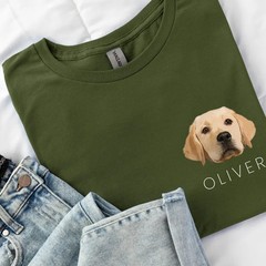 Custom Pet Portrait Comfort Tee Personalized Dog Cat Photo