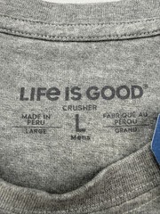 Life Is Good Shirt Mens Large Gray Dog Snack Watching You Graphic Tee Funny