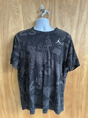 Jordan All Over Print Graphic T-Shirt Men’s XXL Black Gray Jumpman AOP Tee