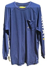 Ariat Rebar Men’s Blue Crew Neck Long Sleeve Pocket Polyester T-Shirt XL Tall