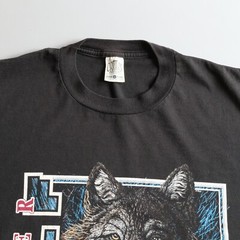 Vtg 90s Gray Wolf Art Print T-Shirt L