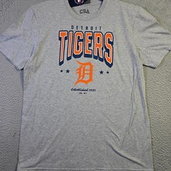 MLB Detroit Tigers Shirt Mens Large Gray Baseball Sports Classic Retro Logo NWT