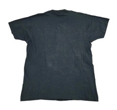 VINTAGE Lace Rose Shirt Mens Large Gem Flower Single Stitch Black Tee Adult A48