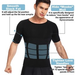 Men Compression Slim Body Shaper Gynecomastia T-shirt Posture Corrector Vests US