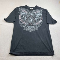 Avirex Shirt Adult 1XB Black Cotton Crew Neck Lightweight Short Sleeves Tee