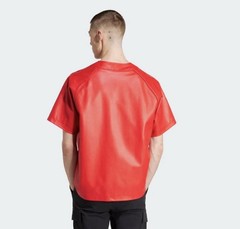 ADIDAS Originals MENS FAUX LEATHER Baseball Jersey Scarlet Red SIZE LARGE