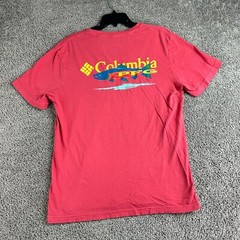 Columbia Shirt Mens L Red Yellow Fishing Short Sleeve Cotton Casual Outdoors*