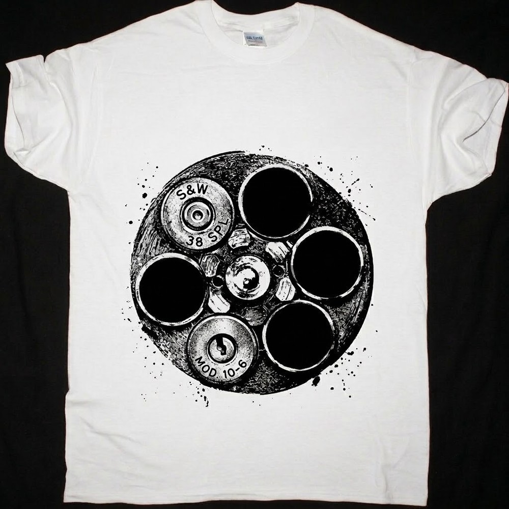 Revolver Cylinder Bullet Graphic Tee Mens 2A Gun Rights Ammo Grunge Shirt