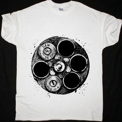 Revolver Cylinder Bullet Graphic Tee Mens 2A Gun Rights Ammo Grunge Shirt