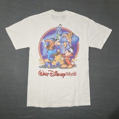 Walt Disney World 25 Mens White Shirt Smal Mickey Goofy Aladin Simba USA Made
