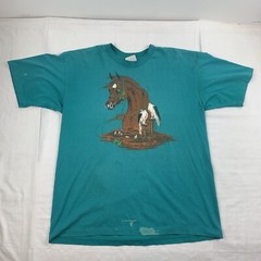 Vintage Horse Western Nature Shirt Adult XL Blue Wilderness Outdoors Cowboy 90s