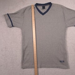 Tommy Jeans Shirt Mens XL Gray Stripe V-Neck Ringer Short Sleeve Tee Casual