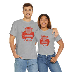 Road Duel T-Shirt, Car vs Killer Truck Vintage Road Chase Tee for Cult Film Fans
