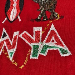 Airborne Kenya Africa 3XL Red Embroidered Elephant Lion Rhino Animal T-Shirt