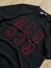 MCQ Alexander McQueen Men’s Black Flocked Logo Graphic T-Shirt Red Outline Sz L