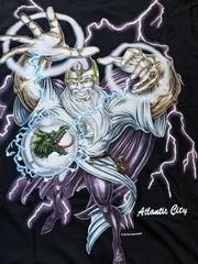 Vtg American Thunder 90s Tshirt AOP Lightning Wizard Crystal Ball Dragon XL