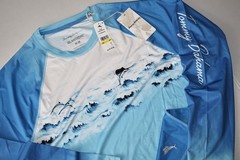Tommy Bahama T Tee Shirt Oceanic Ombre Crew Performance Turquoise LS Medium M