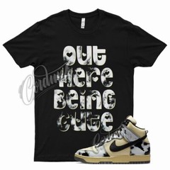 Black CUTE T Shirt for N Dunk High 1985 Black Acid Wash Yellowed Aged White