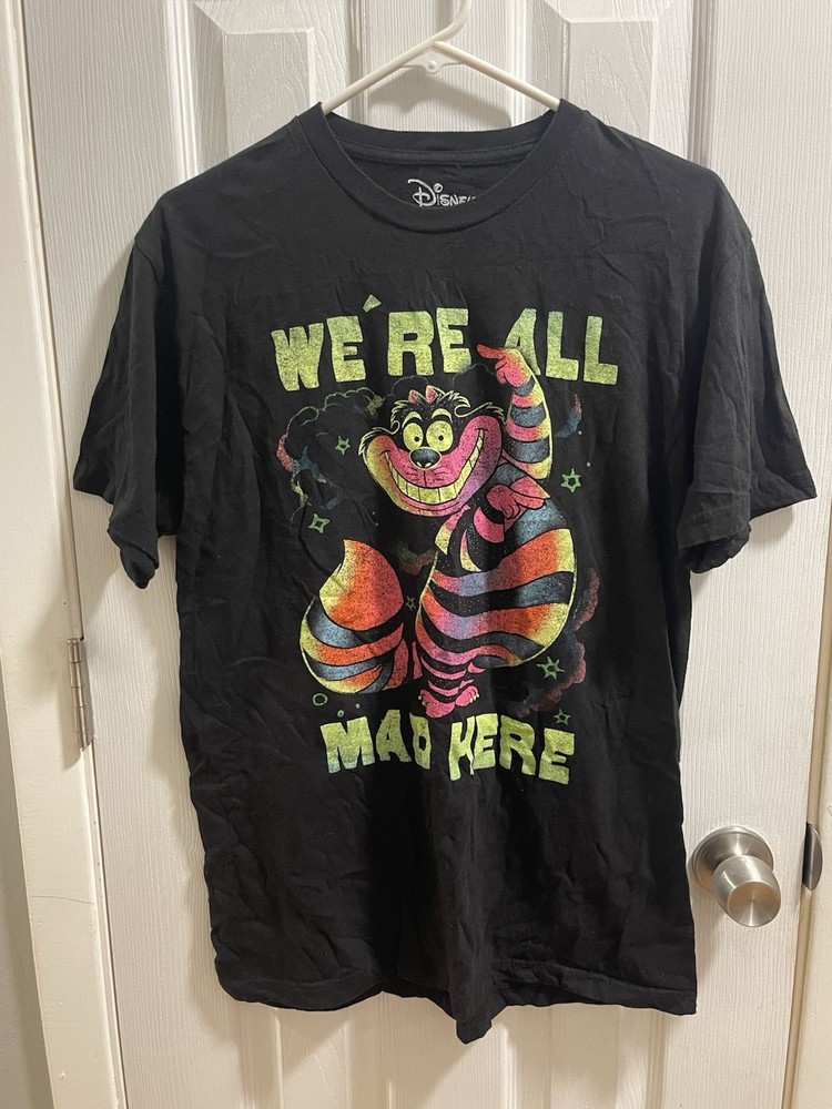Disney Alice in Wonderland Cheshire Cat Shirt Men’s Large We’re All Mad Here