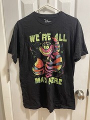 Disney Alice in Wonderland Cheshire Cat Shirt Men’s Large We’re All Mad Here