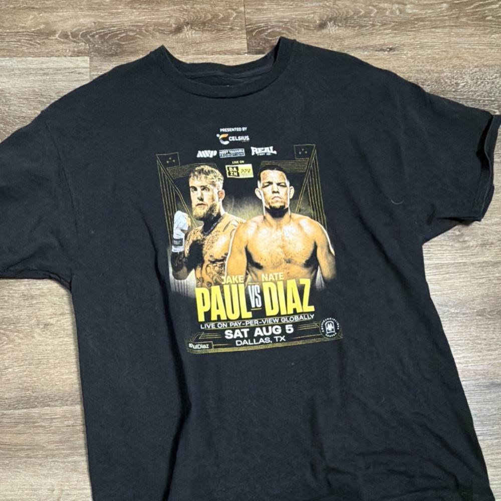 Chrome Studio Paul vs Diaz Boxing Event Graphic Black Men’s T-Shirt XL Short Sl…