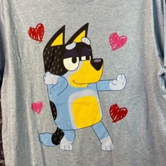 Bluey Men’s XXL Bandit Bingo Family Hearts Shirt Heart 2XL