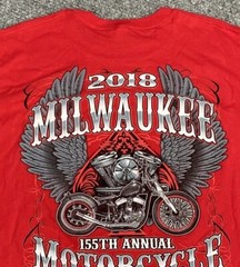 Suna Mens Milwaukee Motorcycle Rally T Shirt 2018 Red Short Sleeve Size Large