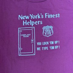 VTG NYPD New Yorks Finest Helpers Complaint Room Jerzees L USA Single Stitch