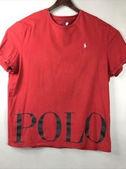 Polo Mens Graphic T-Shirt Red Big Logo Sz XXL Casual Pullover W/Stains See Pics