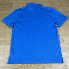 Tommy Hilfiger Blue Logo Stripe Spellout Polo Shirt Custom Fit Casual Tee XL