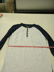 Blue Gear Apparel Long Sleeve Henley T-Shirt White & Navy Size Small New