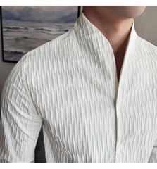 Retro Shirt Men’s Long-sleeved Spring Fashion Slim Business Casual T-shirts Tops