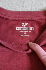 Outdoor Life River Washed Tee Shirt Mens Medium Red Pocket Short Sleeve
